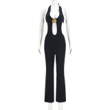 Hollow Out Halterneck Backless Jumpsuit GNZD-41527JBG
