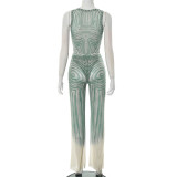 Print O Neck Sleeveless Two Piece Pants Set GSZM-C25ST047