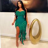 Sexy Solid Color Off Shoulder Ruffle Mini Dress AIL-262