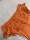 Short Sleeve Tassel Slim Solid Jumpsuit LSD-2464