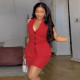 Plus Size Sleeveless Lapel Two Piece Skirt Set NNWF-8086
