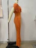 Short Sleeve Tassel Slim Solid Jumpsuit LSD-2464