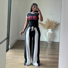 Color Block Patchwork Loose Straight Pants LSD-2490