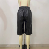 Casual Leather Solid Color Fifth Pants LSD-2400