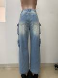 Fashion Multi-pockets Straight Jeans LSD-2447