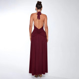 V Neck Split Backless Maxi Dress GPBY-DR949
