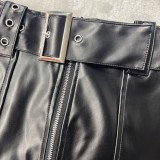 Retro Sexy Low Waist PU Leather Nightclub Skirt GPBY-SK716