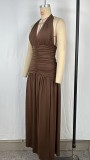 V Neck Split Backless Maxi Dress GPBY-DR949