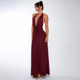 V Neck Split Backless Maxi Dress GPBY-DR949