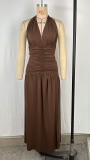 V Neck Split Backless Maxi Dress GPBY-DR949