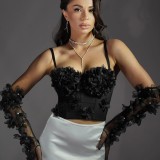 Lace Mesh Fishbone Camisole Chest Padded Tank Top GPBY-6346