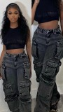 Fashion Multi-pockets Straight Jeans LSD-2447