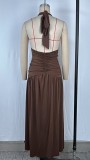 V Neck Split Backless Maxi Dress GPBY-DR949