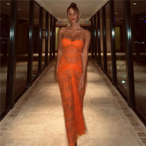 Lace See Through Slim Tube Top Dress GPBY-DR946