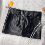 Retro Sexy Low Waist PU Leather Nightclub Skirt GPBY-SK716