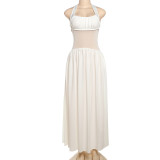 Solid Color Halterneck Solid Color Maxi Dress XEF-K25D71126