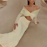 Solid Color Long Sleeve Mesh Maxi Dress XEF-K25D71346