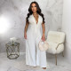 Solid Color Sleeveless Lapel Wide leg Jumpsuit YF-20211
