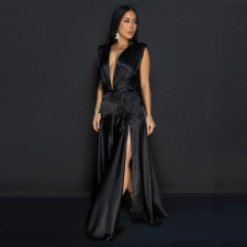 Deep V Neck Sleeveless Split Maxi Dress YF-20114