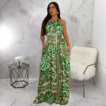 Print Sleeveless Backless Maxi Dress YF-20162