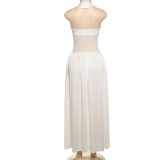 Solid Color Halterneck Solid Color Maxi Dress XEF-K25D71126