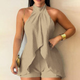 Solid Color Sleeveless Backless Romper YF-20205