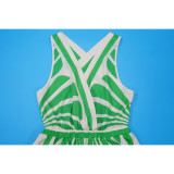 Sleeveless Deep V Neck Print Maxi Dress YF-20167