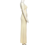 Solid Color Long Sleeve Mesh Maxi Dress XEF-K25D71346