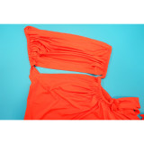 Solid Color Slash Neck Backless Split Maxi Dress YF-20195