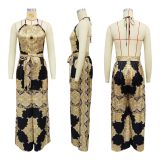 Backless Sleeveless Print Jumpsuit YF-20180