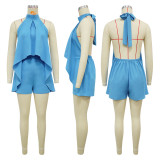 Solid Color Sleeveless Backless Romper YF-20205