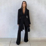Long Sleeve Solid Color Blazer Two Piece Pants Set YF-20086