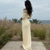 Solid Color Long Sleeve Mesh Maxi Dress XEF-K25D71346