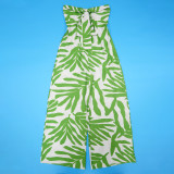 Print Wrap Chest Loose Wide Leg Jumpsuit YF-20171
