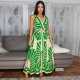 Sleeveless Deep V Neck Print Maxi Dress YF-20167