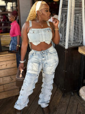 Fashion Multi-pockets Straight Jeans  SH-391383