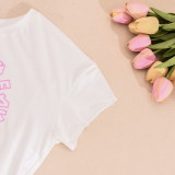 Letter Print Short Sleeve Tassel T Shirts GFRT-7710TG