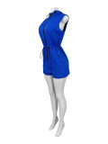 Solid Sleeveless Zipper Drawstring Romper CH-25027