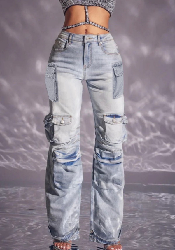 Fashion Patchwork Straight Jeans OD-8741