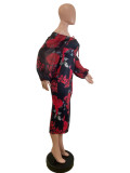 Print One Shoulder Long Sleeve Midi Dress QODY-6062