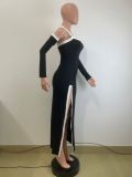 Sexy Hollow Out High Split Maxi Dress QODY-6063