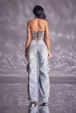Fashion Patchwork Straight Jeans OD-8741