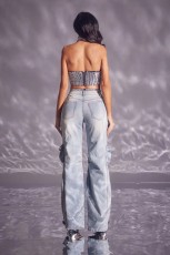 Fashion Patchwork Straight Jeans OD-8741