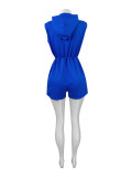 Solid Sleeveless Zipper Drawstring Romper CH-25027