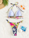 Sexy Print Backless Print Bikinis 2 Piece Swimsuit CASF-6790
