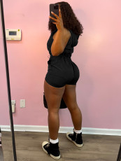 Solid Sleeveless Zipper Drawstring Romper CH-25027