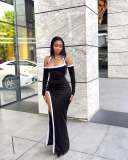 Sexy Hollow Out High Split Maxi Dress QODY-6063