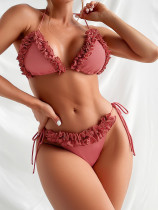 Solid Color Backless Strappy Bikinis Swimsuit CASF-6607