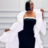 Solid Color Ruffles Shawl Coat OD-8744