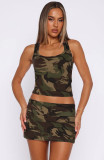 Fashion Print Tank Tops Two Piece Skirts Set GXYF-0475